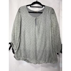 Prontomoda Giusy Grey Floral Print Silk Blouse Sheer Made In Italy Chiffon Large